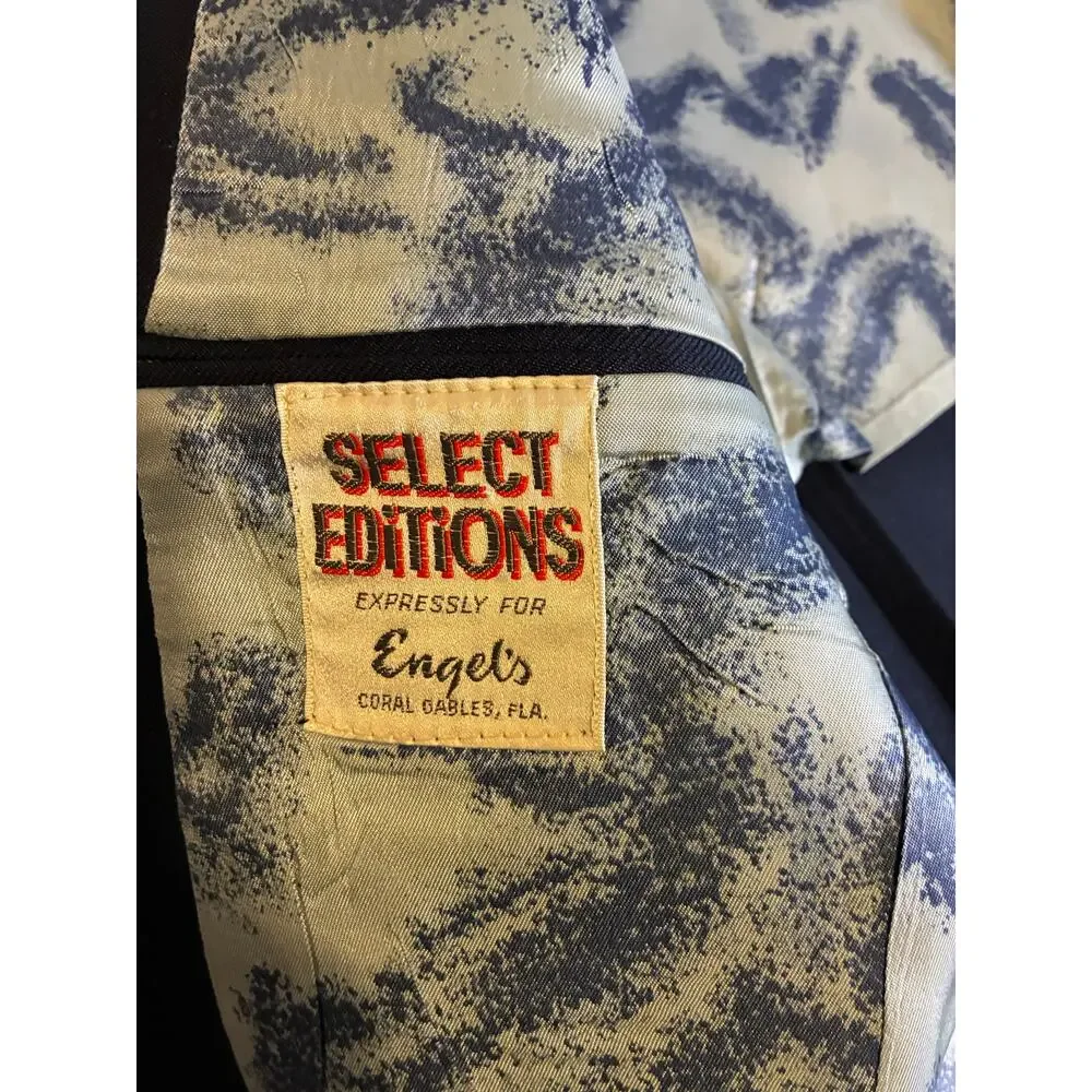 Vintage Engels Navy Blazer Gold Buttons Wool USA Mens Sport Coat Select Editions
